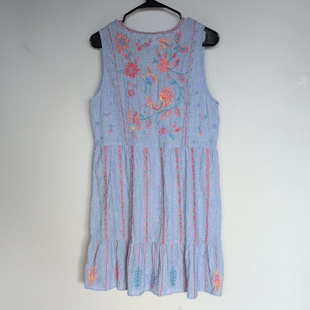 Johnny Was Workshop Mini Dress with Floral And Feather Embroidery Size Small - Picture 7 of 9